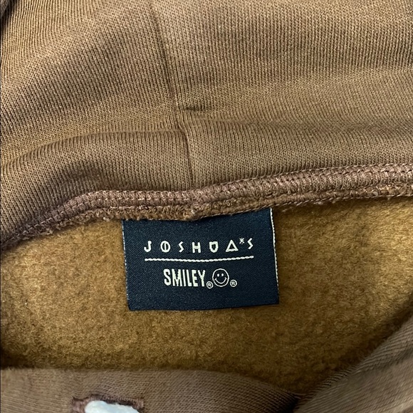 Joshua Sanders Brown Plaid Smiley Face Applique Hoodie Heavyweight Sweatshirt XS - Picture 7 of 13